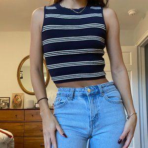 Navy and White Stripped Sweater Tank